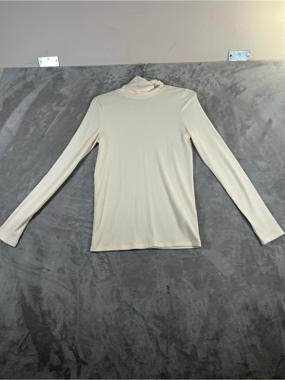 Madewell Cream Ribbed Long-Sleeve turtleneck Top